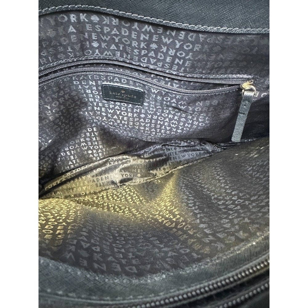 Kate Spade New York Black Saffiano Leather Large Tote Bag Zip Top Shoulder Purse - Picture 13 of 16